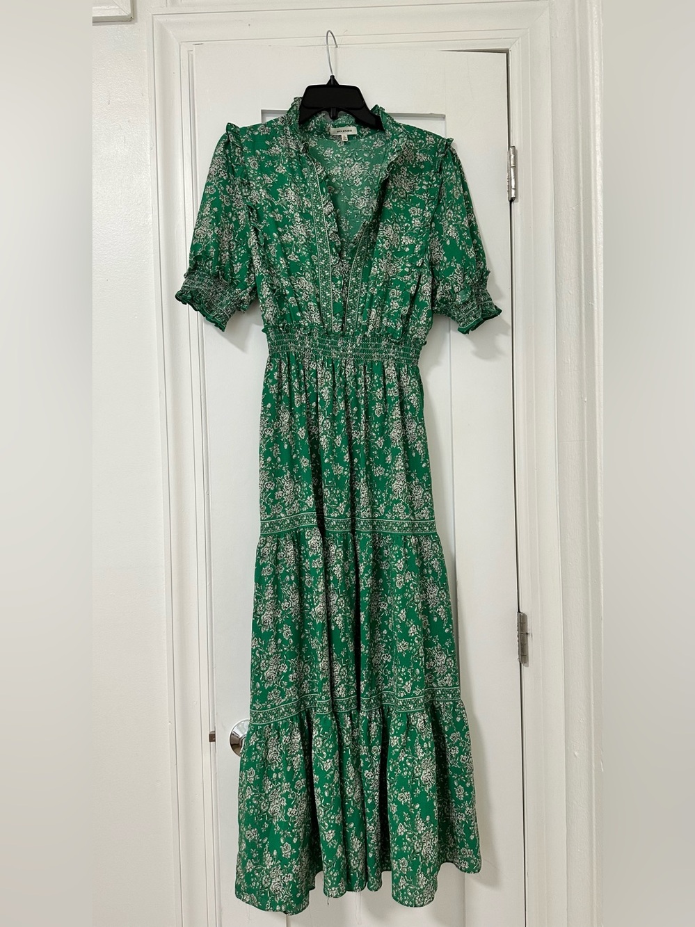 Max Studio Green Floral Tiered Maxi Dress